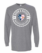 Born and Raised NFLD Heart Flag Long Sleeve Tee - Unisex