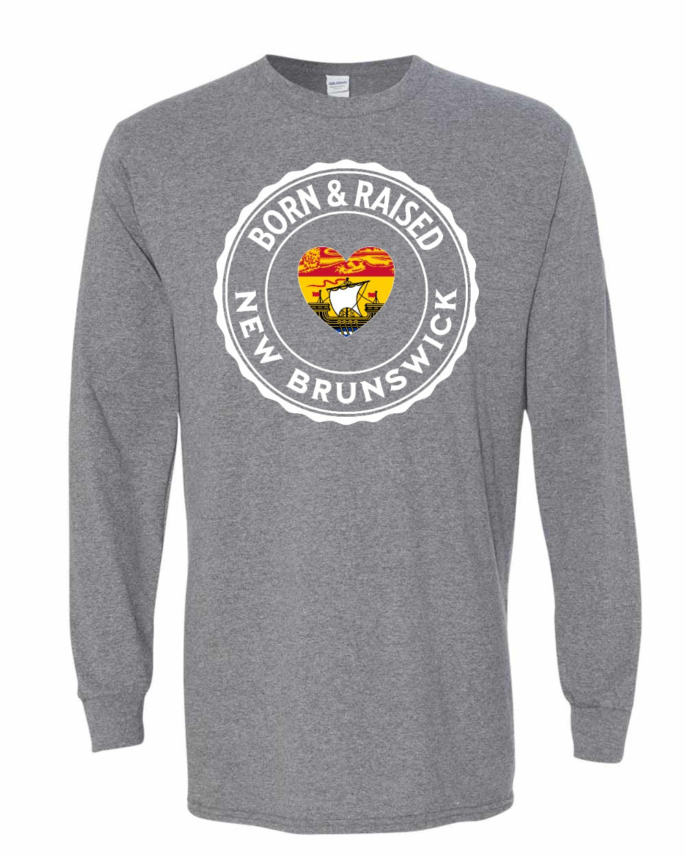 Born and Raised NB Heart Flag Long Sleeve Tee - Unisex