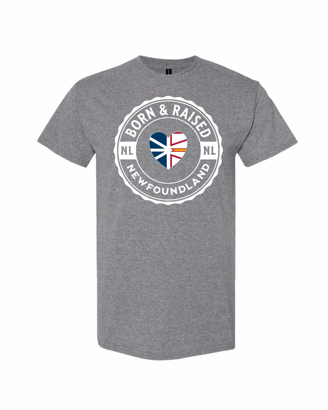 Born and Raised NFLD Heart Flag Men's Tee