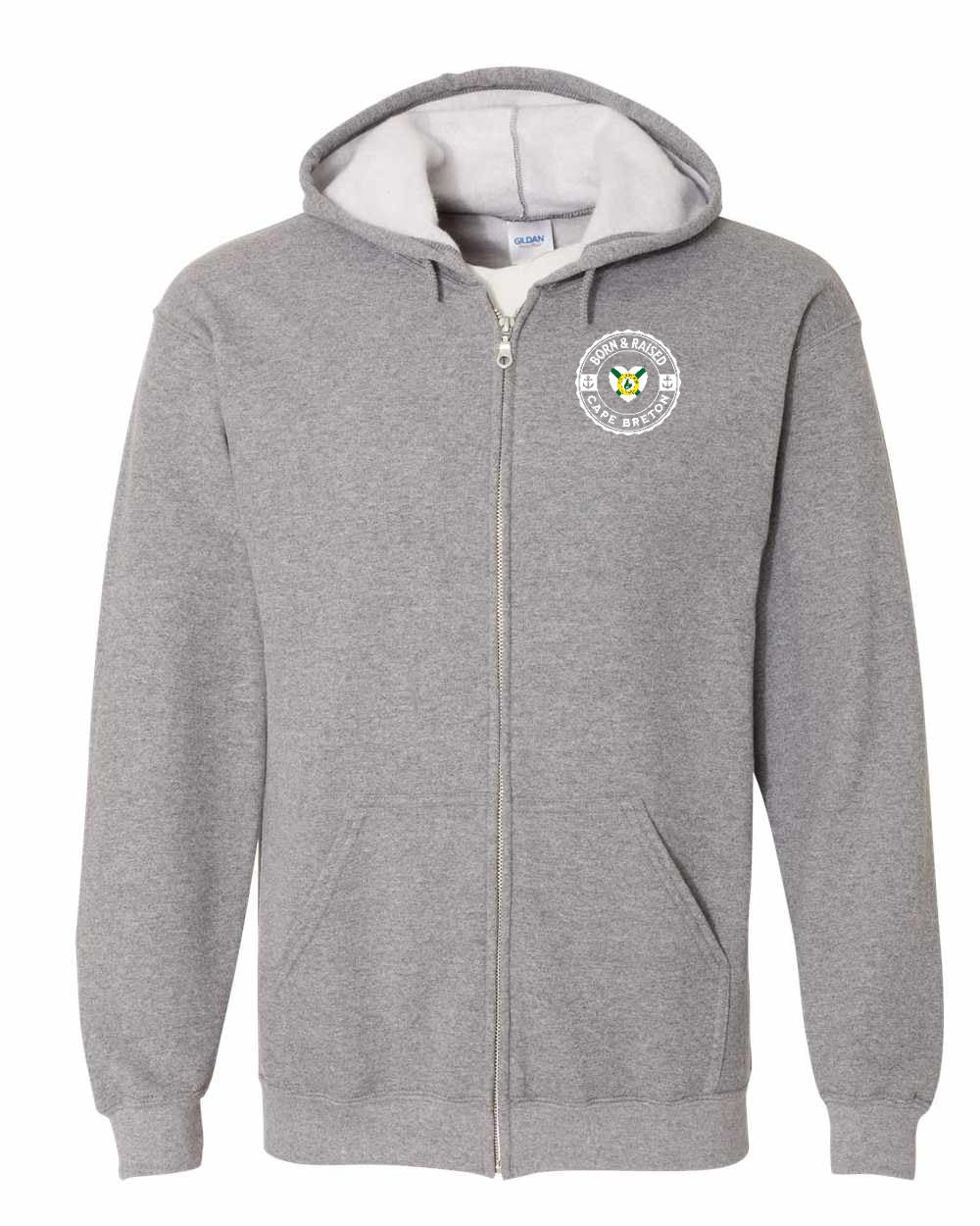 Born and Raised CB Heart Flag Left Chest & Back Zip Hoodie - Unisex