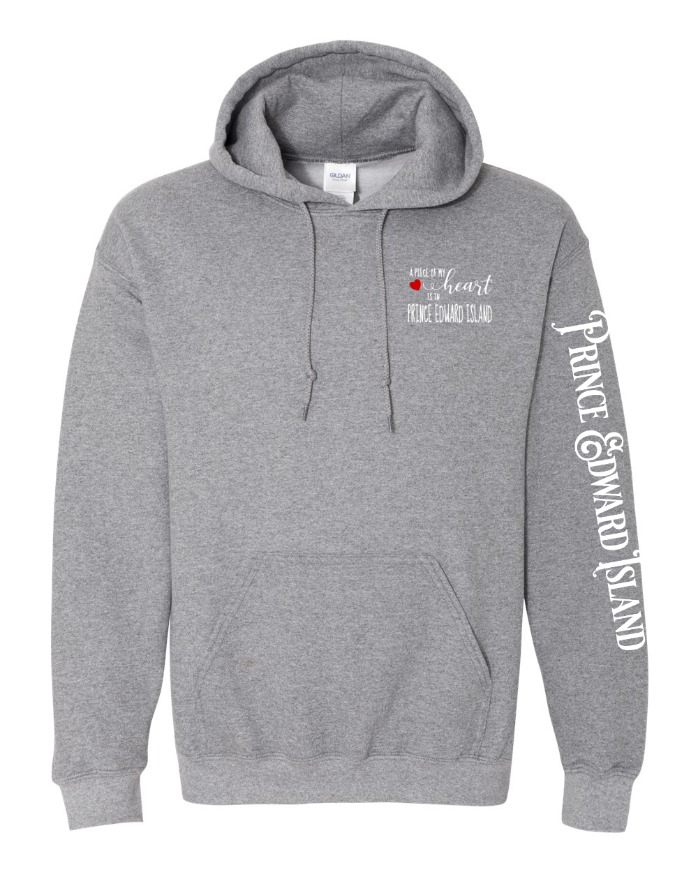 A piece of my Heart PEI red heart Left Chest and Sleeve Pullover Hoodie - Unisex