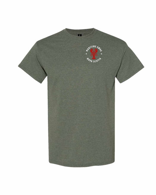 Maritime Swag Nova Scotia Mandala Red Lobster Left Chest mens-tee