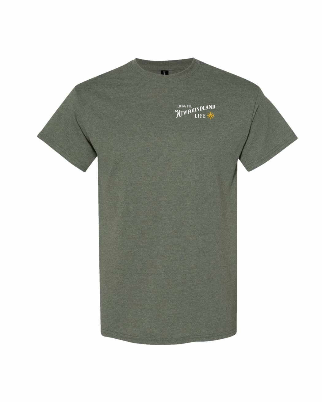 Living the Newfoundland Life yellow Left Chest Men's Tee