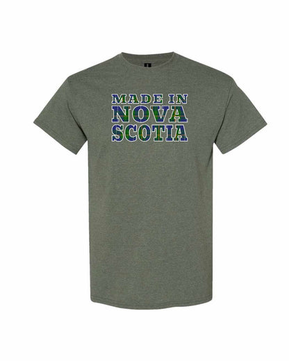 Made In Nova Scotia ( Tartan Lettering) Full mens-tee