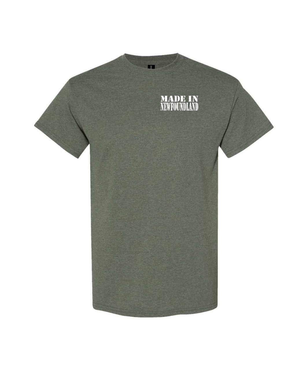 Made In NFLD ( White Lettering) Left Chest and Back Men's Tee