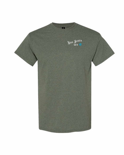 Nova Scotia Guy blue Left Chest and Back mens-tee