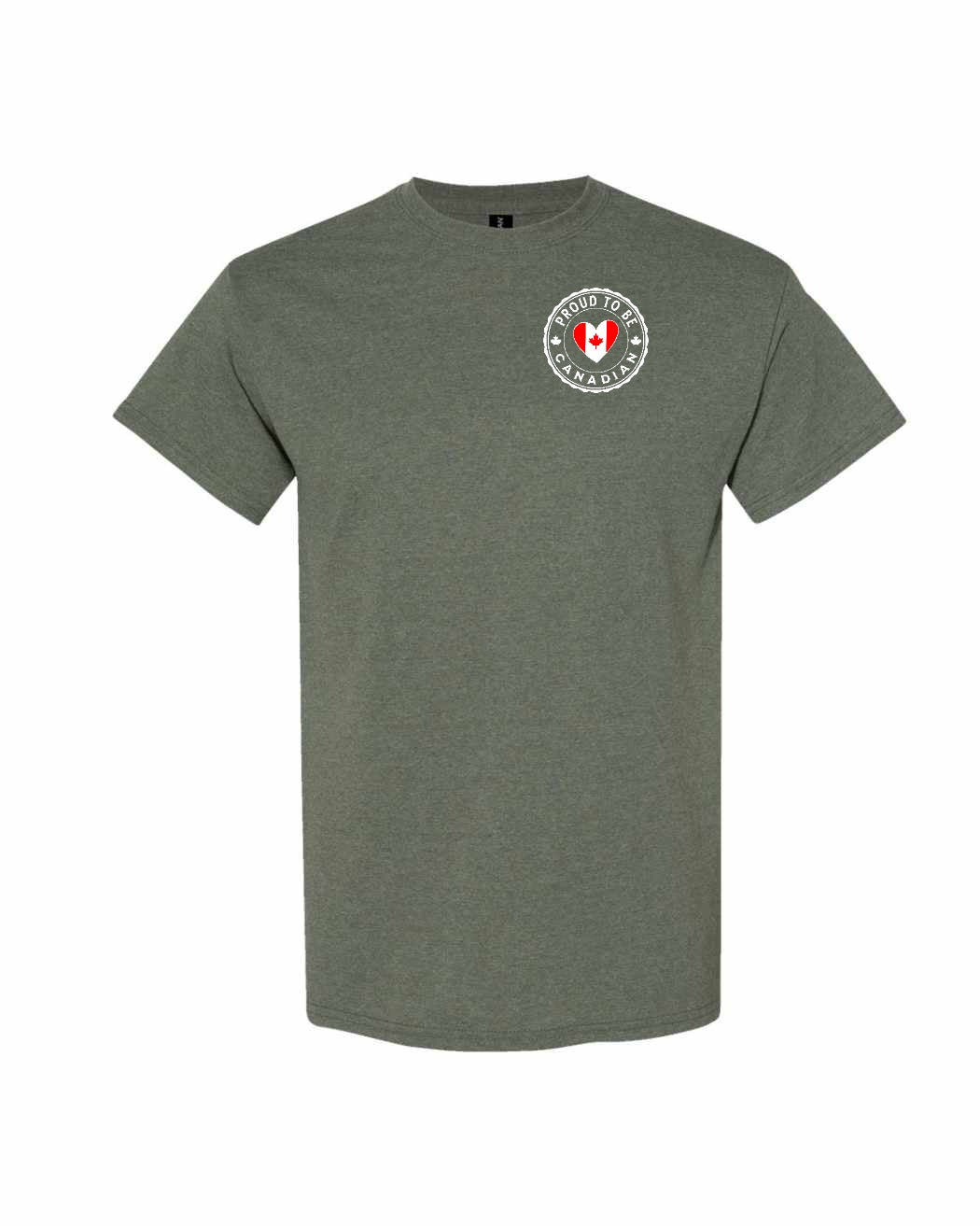 Proud to be Canadian Proud to be Heart Flag Left Chest Men's Tee - Gildan Canada (sewn Internationally)