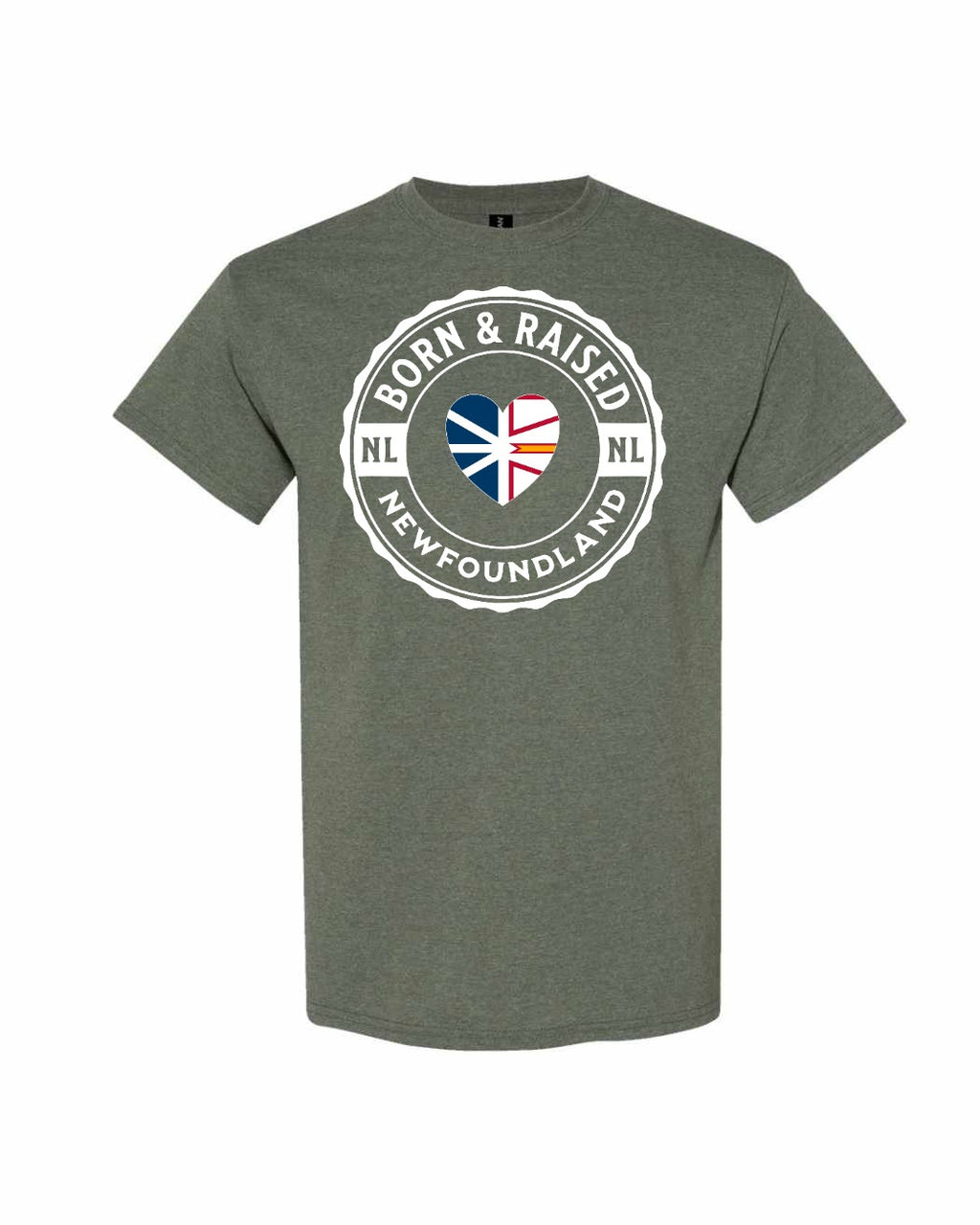 Born and Raised NFLD Heart Flag Men's Tee