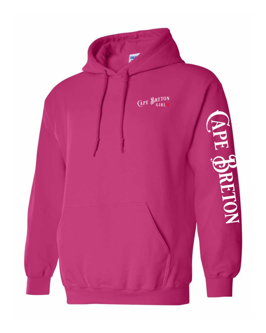 Cape Breton Girl Red Heart Left chest and Sleeve Pullover Hoodie