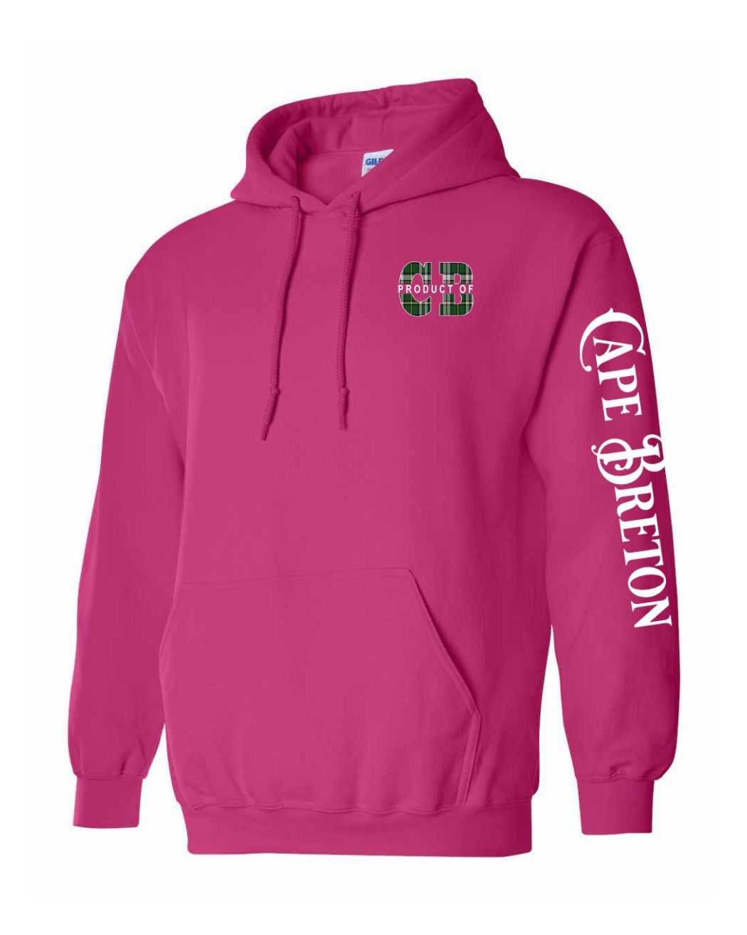 Product of Cape Breton Left chest and Sleeve Pullover Hoodie