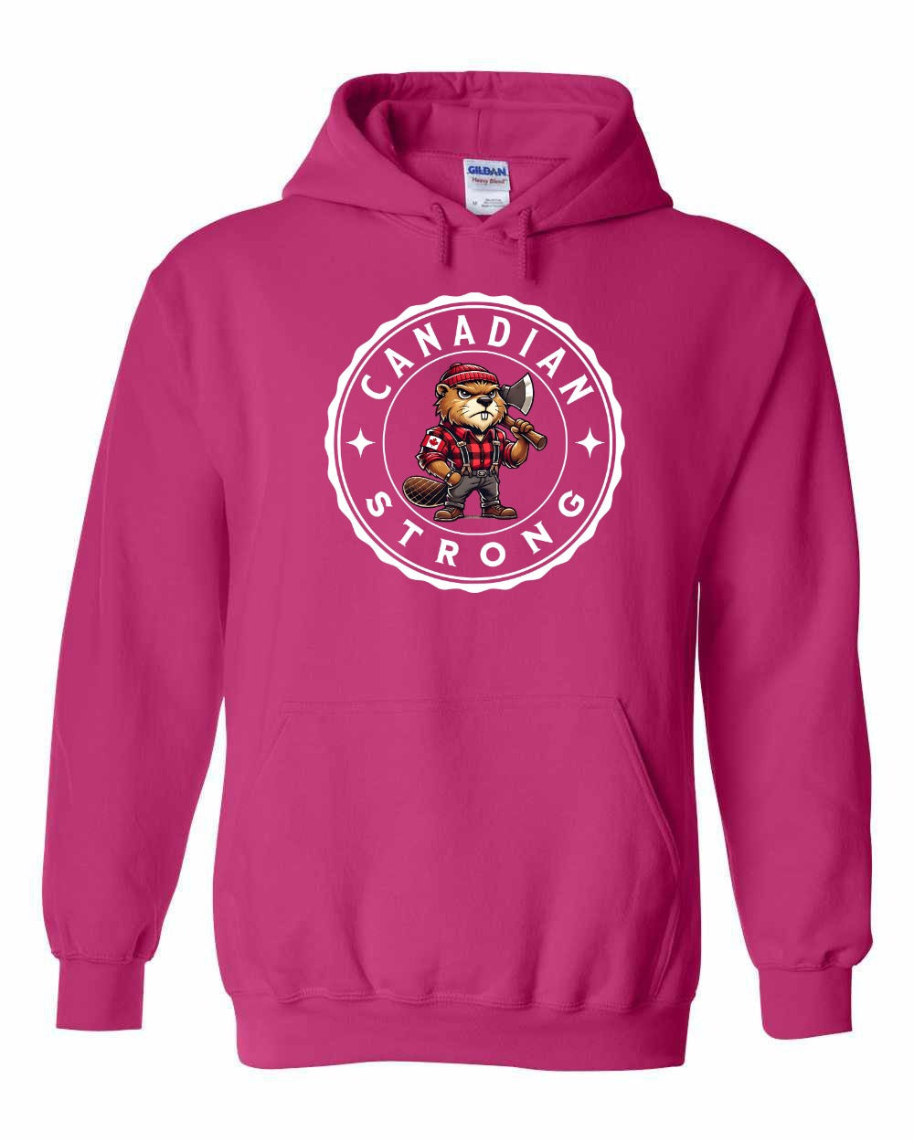 Canadian Strong Beaver Left Chest and Back Pullover Hoodie - Gildan Canada (sewn Internationally) - Unisex