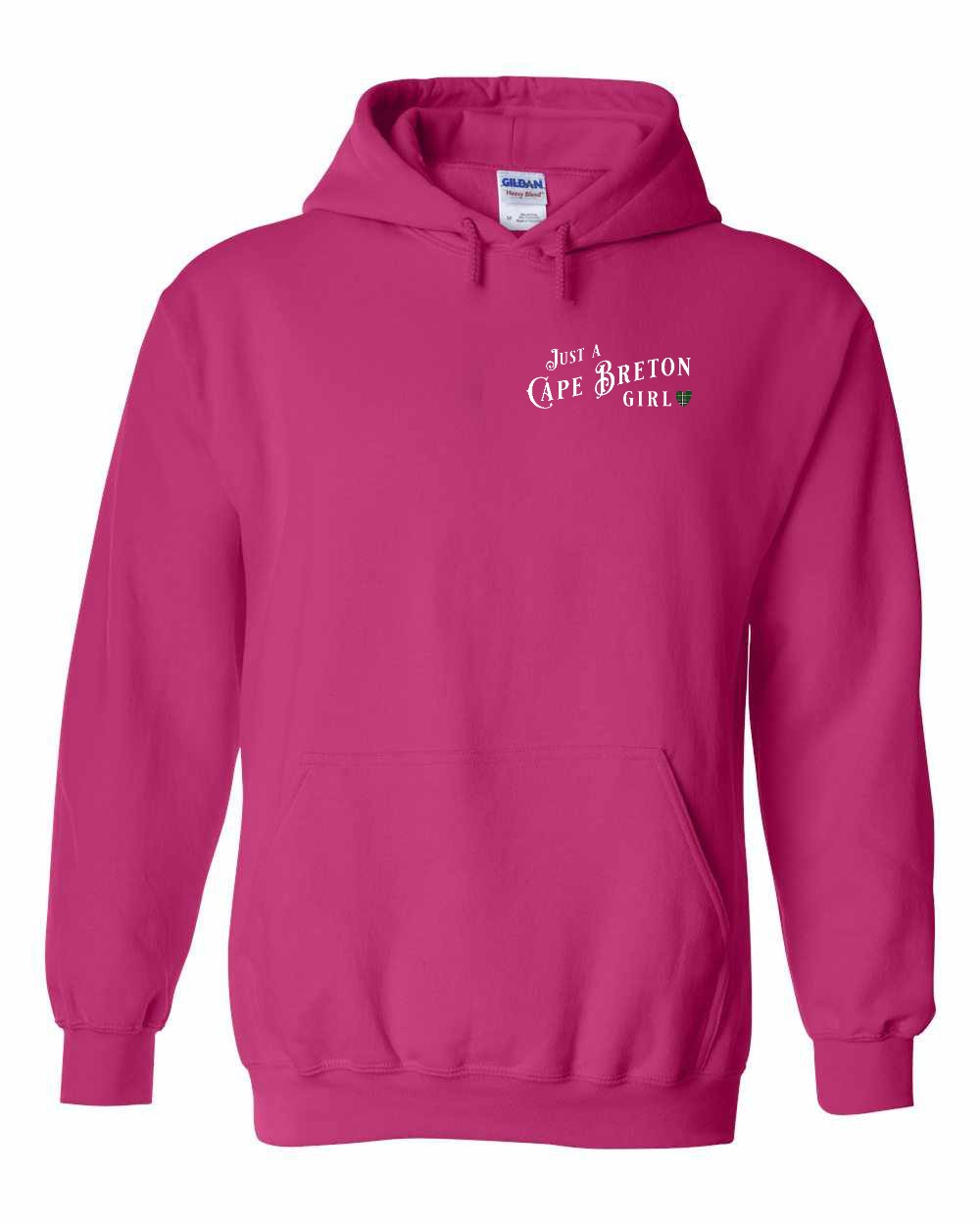 Just a Cape Breton Girl Tartan Left Chest and Back Pullover Hoodie