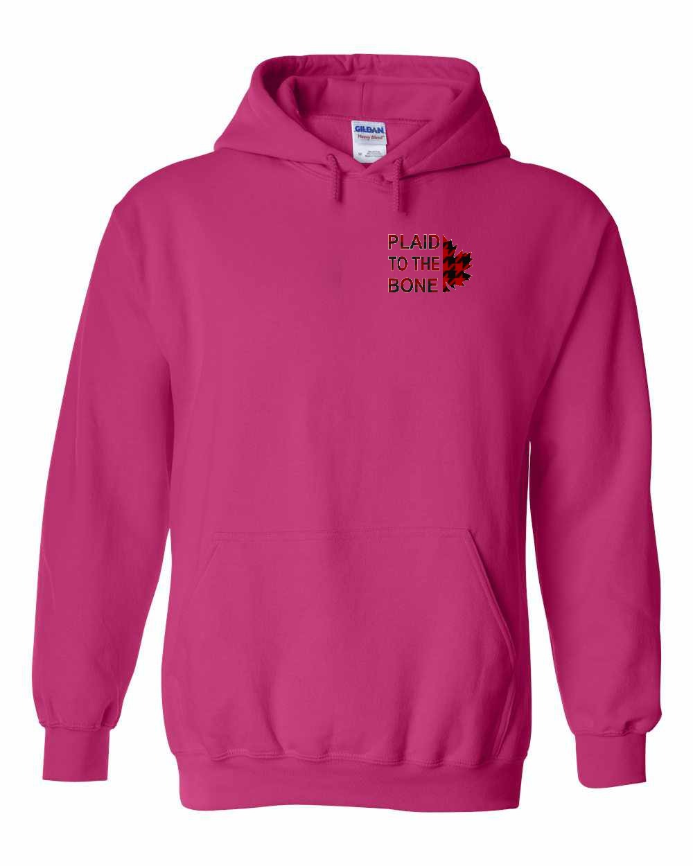 Plaid to the Bone Stacked Leaf Left Chest Pullover Hoodie - Gildan Canada (sewn Internationally) - Unisex