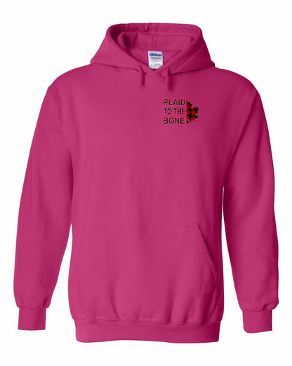 Plaid to the Bone Stacked Leaf Left Chest and Back Pullover