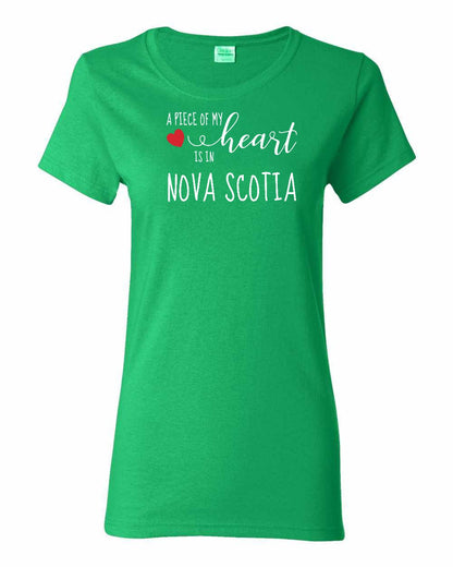 A piece of My heart in Nova Scotia (Red Heart) Full womens-tee