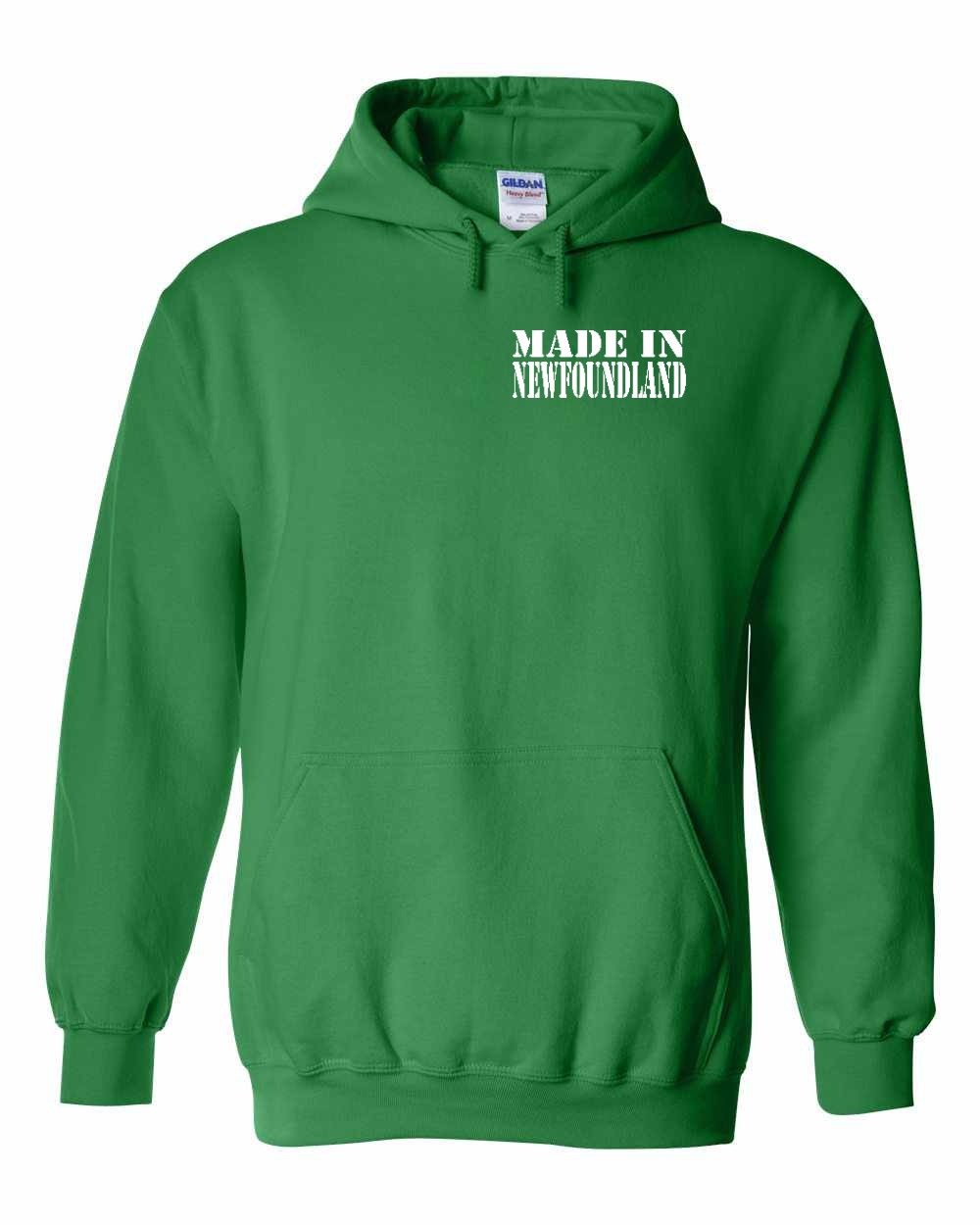 Made In NFLD ( White Lettering) Left Chest Pullover Hoodie - Unisex