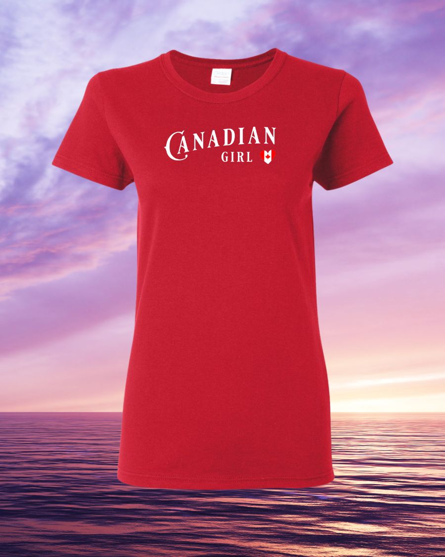 Canadian Girl heart flag  Women's Tee - Gildan Canada (sewn Internationally)