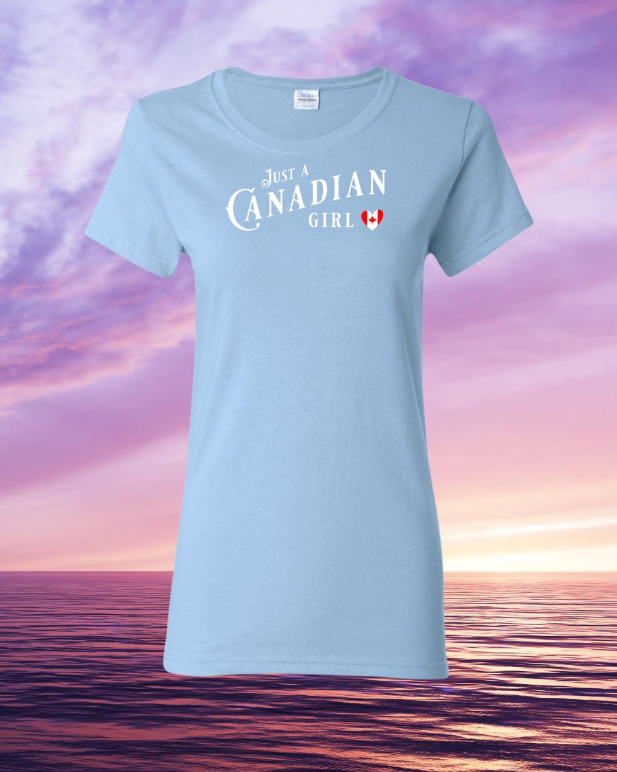 Just a Canadian Girl heart flag  Women's Tee - Gildan Canada (sewn Internationally)