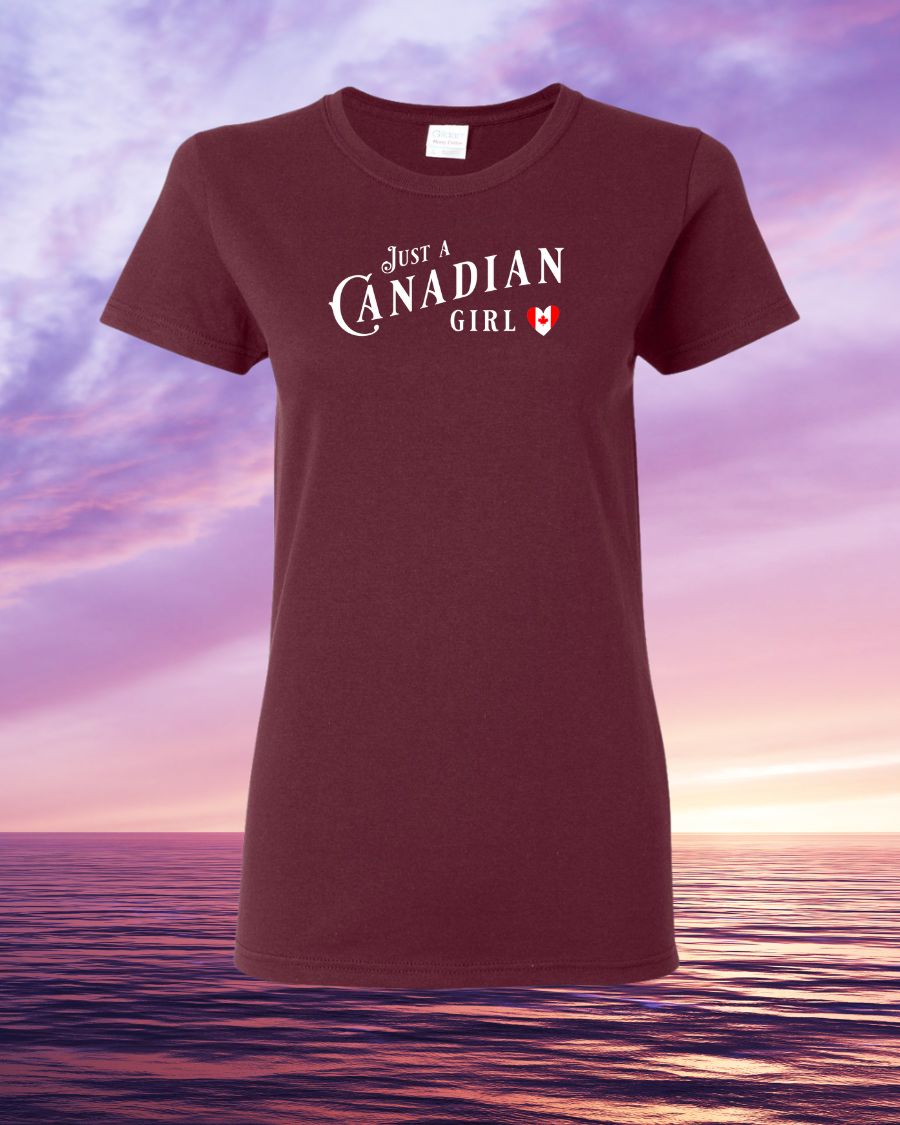 Just a Canadian Girl heart flag  Women's Tee - Gildan Canada (sewn Internationally)