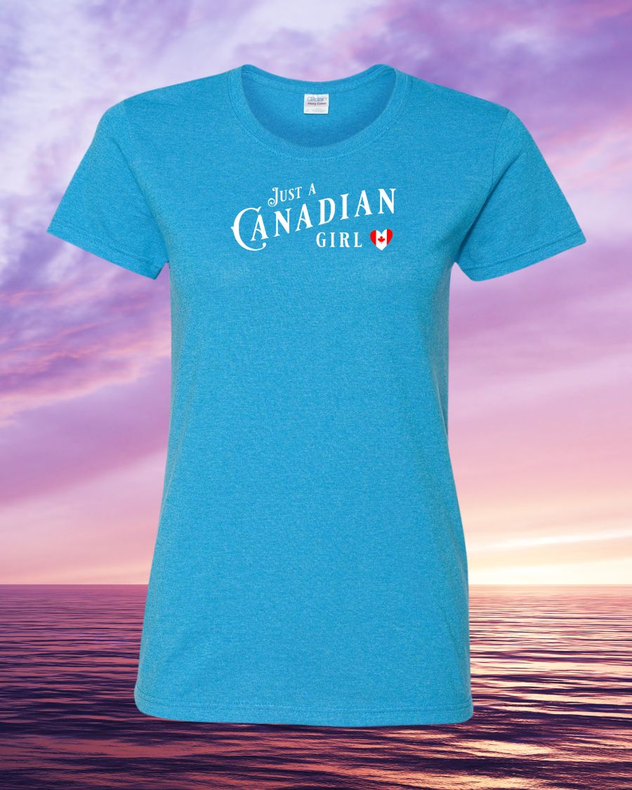 Just a Canadian Girl heart flag  Women's Tee - Gildan Canada (sewn Internationally)