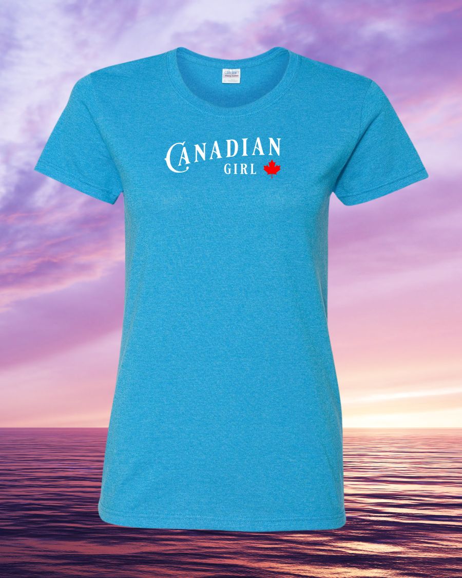 Canadian Girl Maple Leaf Full Women's Tee - Gildan Canada (sewn Internationally)