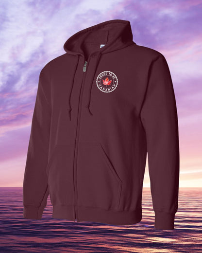 Proud to be Canadian leaf left chest Zip hoodie