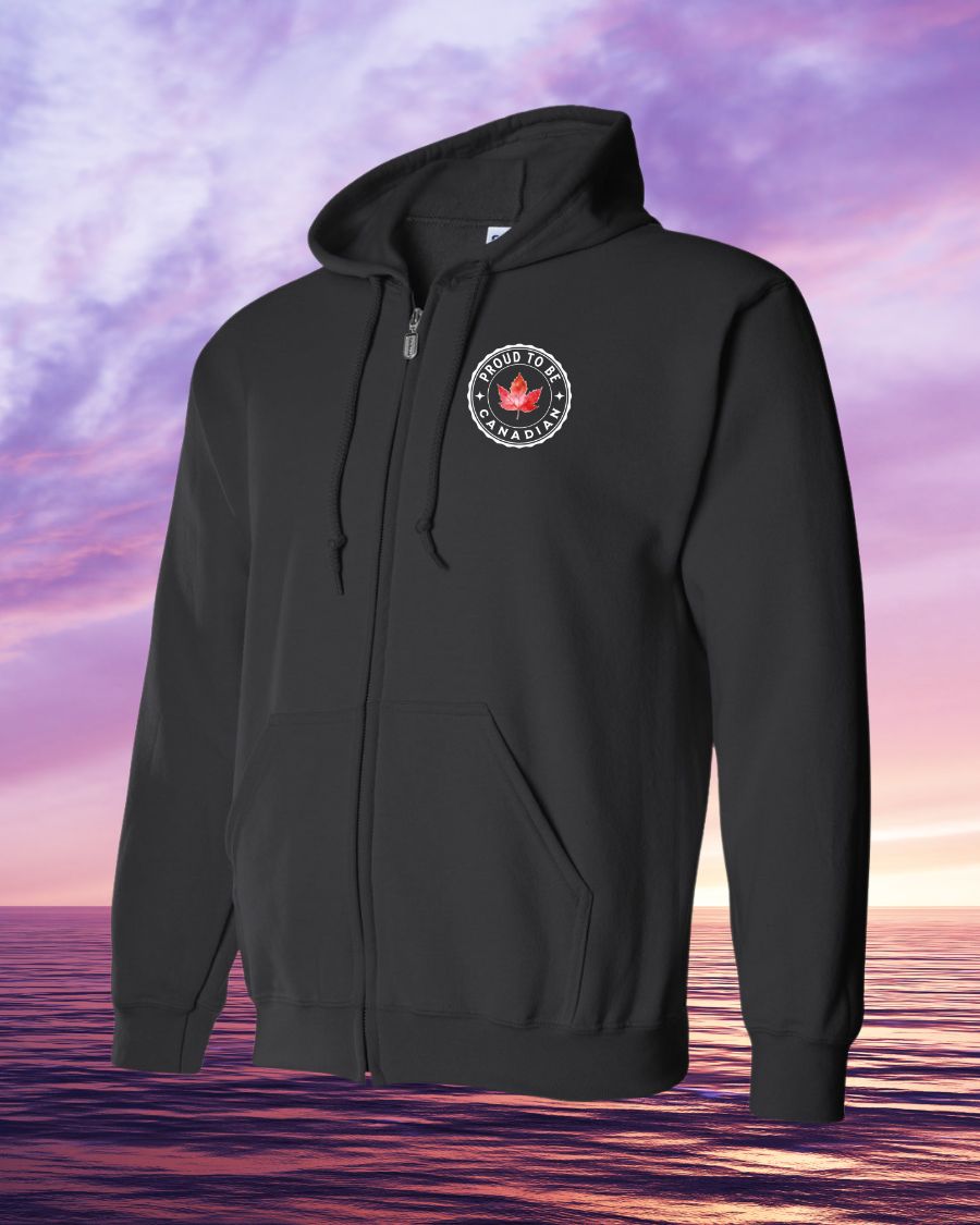 Proud to be Canadian leaf left chest Zip hoodie