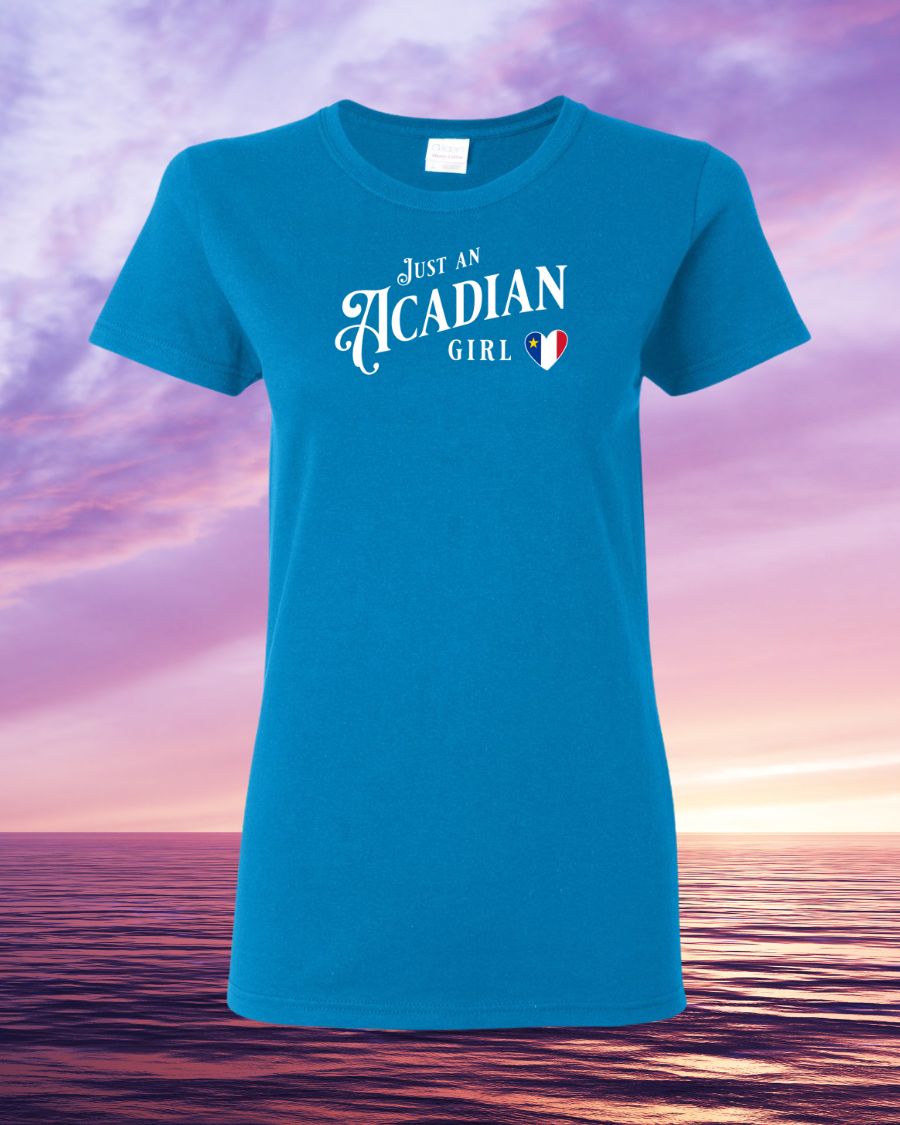 Just an Acadian Girl Heart Flag Women's Tee