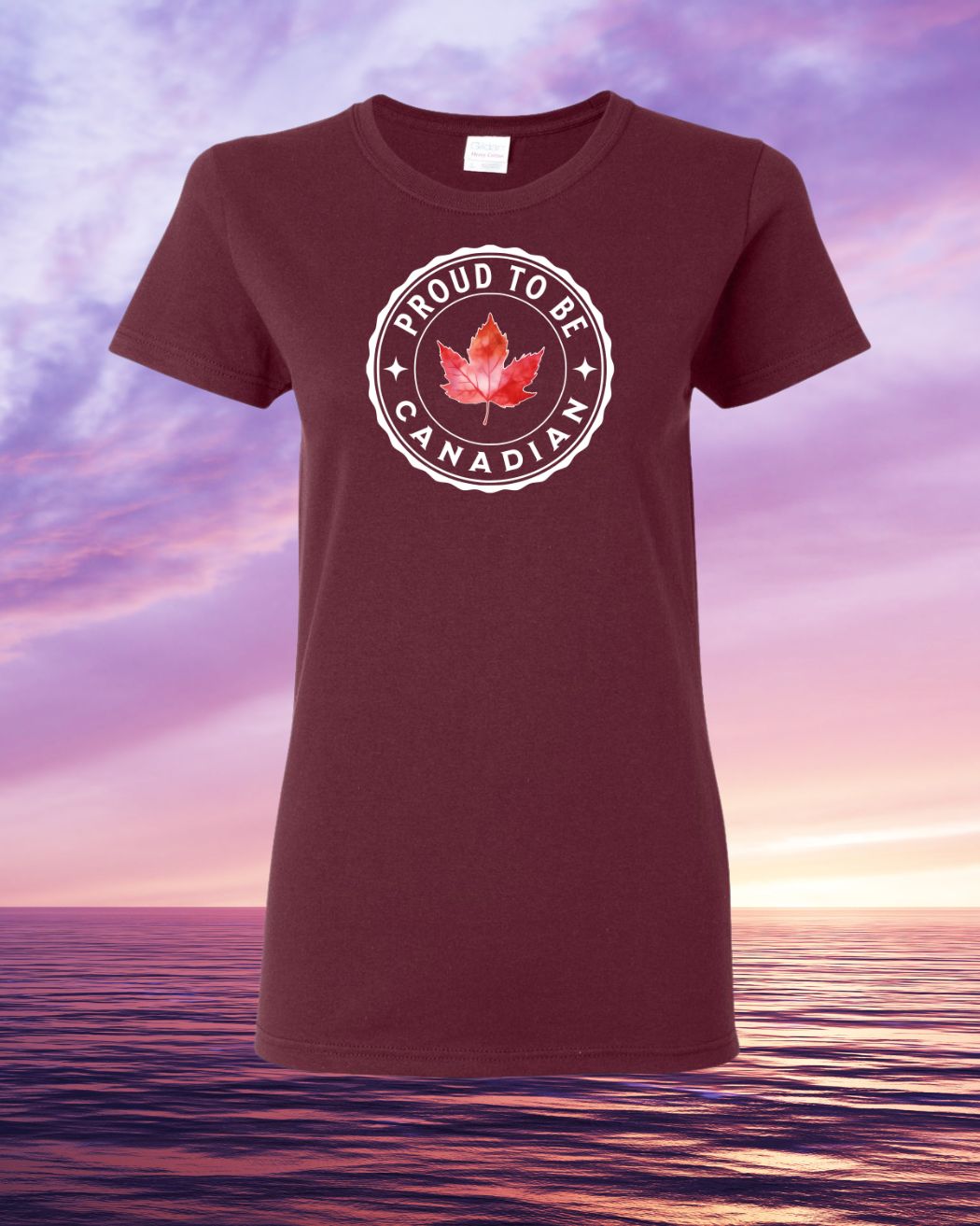 Proud to be Canadian Leaf Full Women's Tee - Gildan Canada (sewn Internationally)