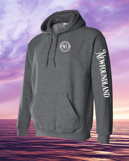 Born & Raised in Newfoundland Hoodie Left Chest and Sleeve