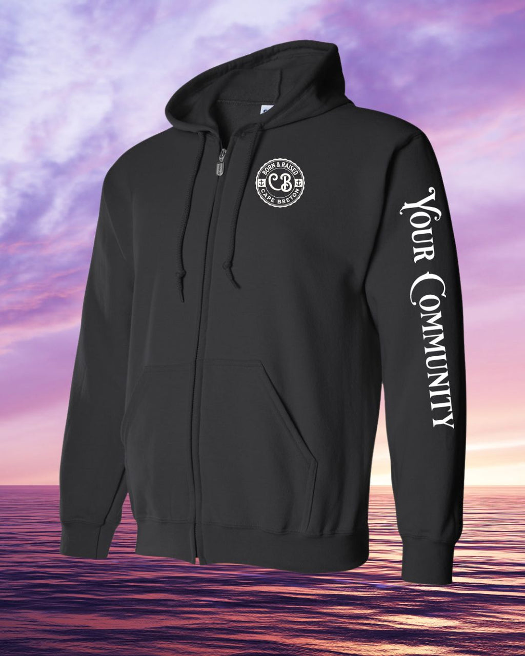 Born & Raised CB Custom Sleeve Zip Hoodie - Unisex
