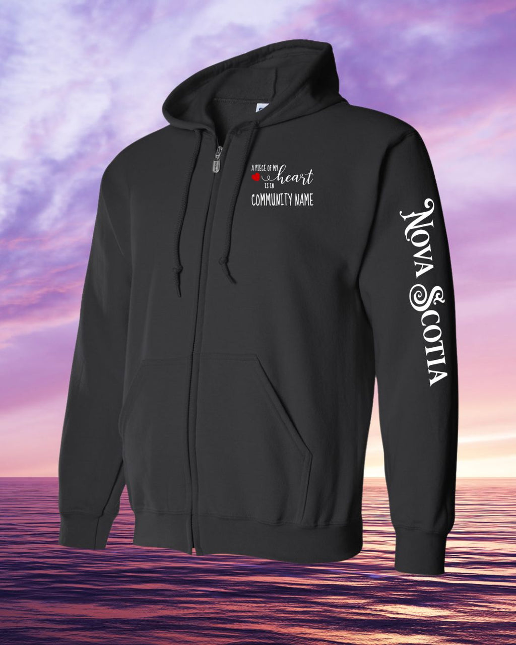 Custom Name Left Chest Piece of my heart NS Sleeve Zip Hoodie - Unisex