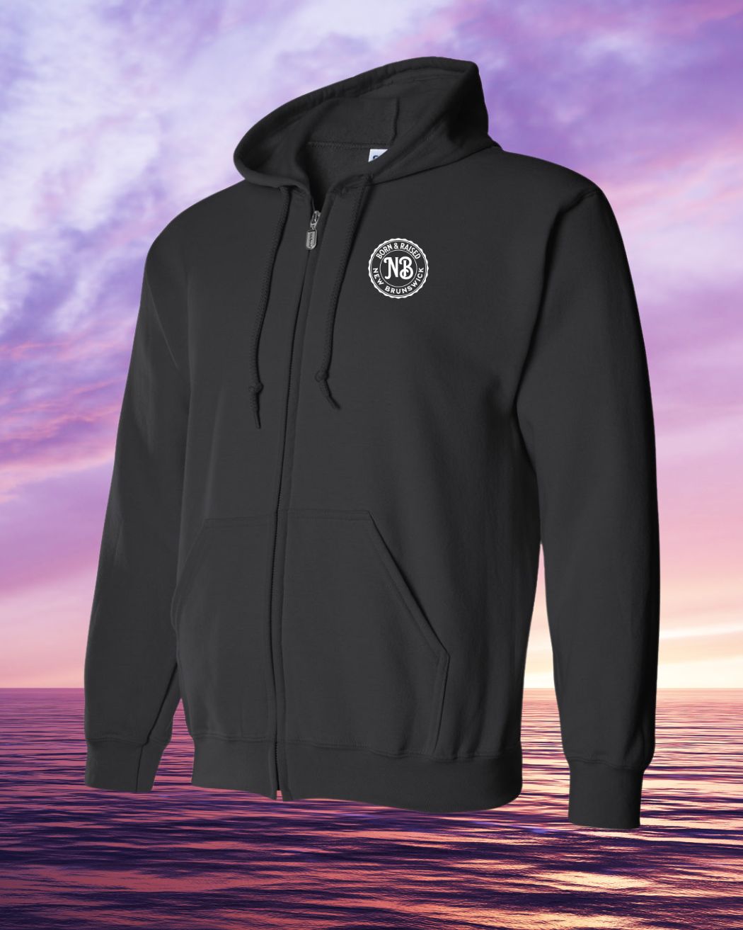 Born & Raised in NB left chest Zip Hoodie