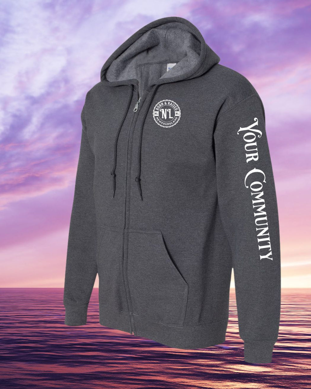 Born & Raised NL Custom Sleeve Zip Hoodie - Unisex