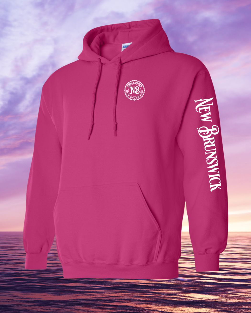Born & Raised in NB Pullover Hoodie Left Chest and Sleeve