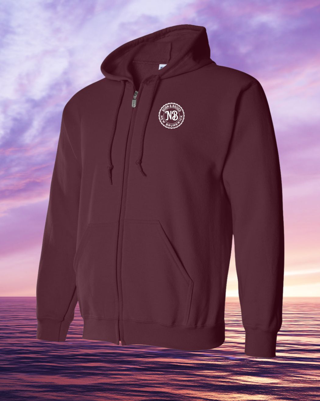Born & Raised in NB left chest Zip Hoodie