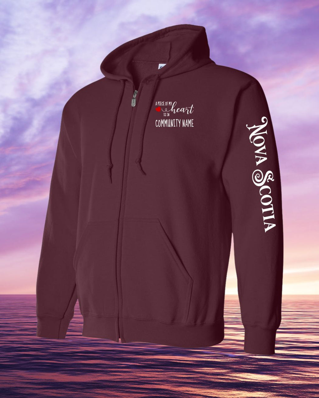 Custom Name Left Chest Piece of my heart NS Sleeve Zip Hoodie - Unisex