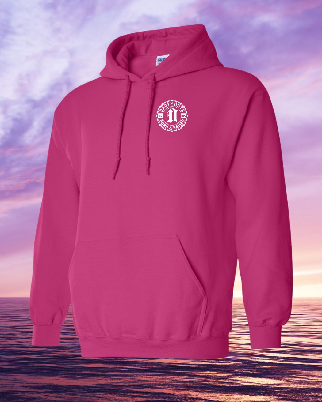 Born & Raised in Dartmouth left chest Hoodie