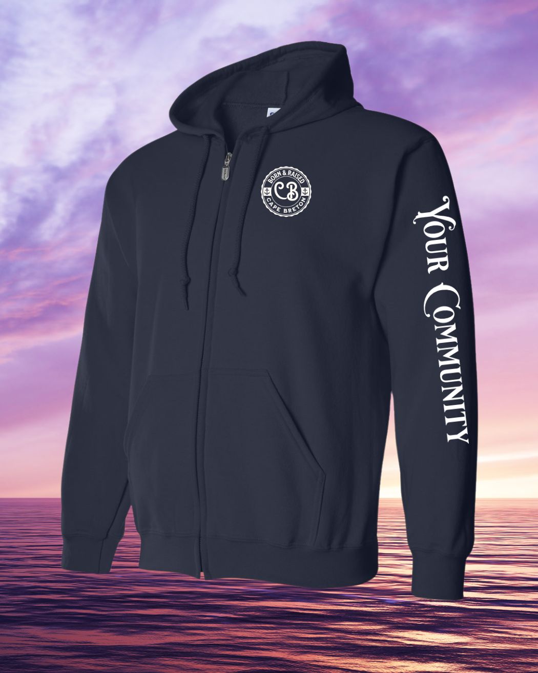 Born & Raised CB Custom Sleeve Zip Hoodie - Unisex