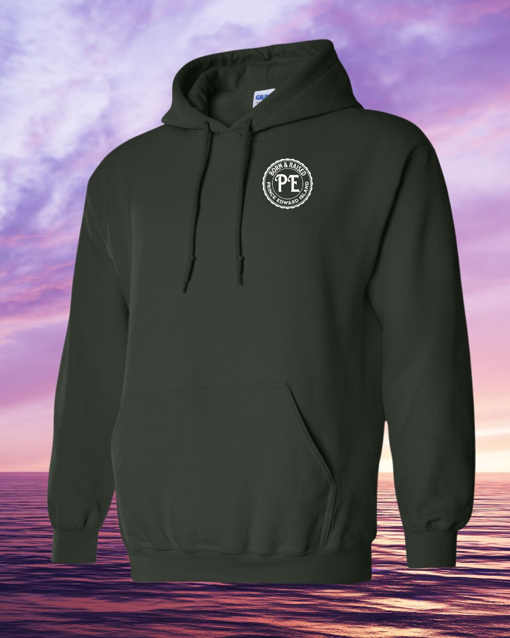 Born & Raised in PEI Hoodie Left Chest