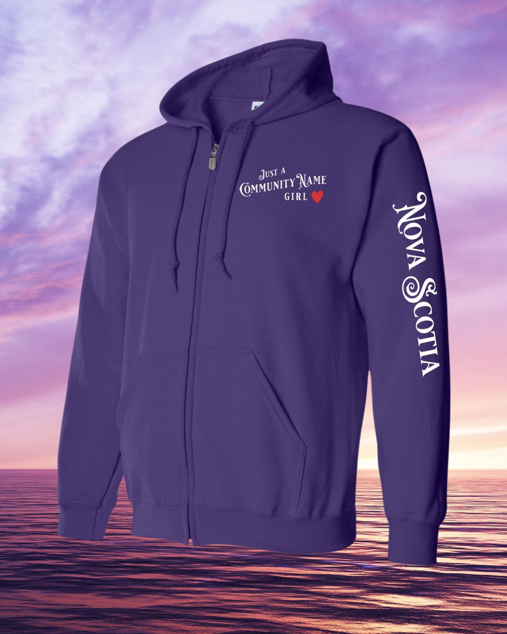 Custom Name Just a on left chest with NS sleeve Zip Hoodie - Unisex