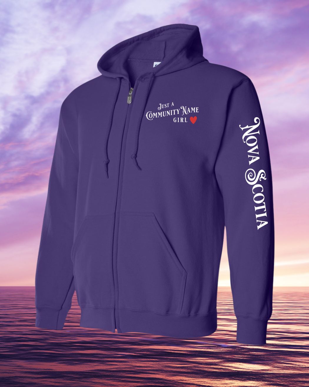 Custom Name Just a on left chest with NS sleeve Zip Hoodie - Unisex