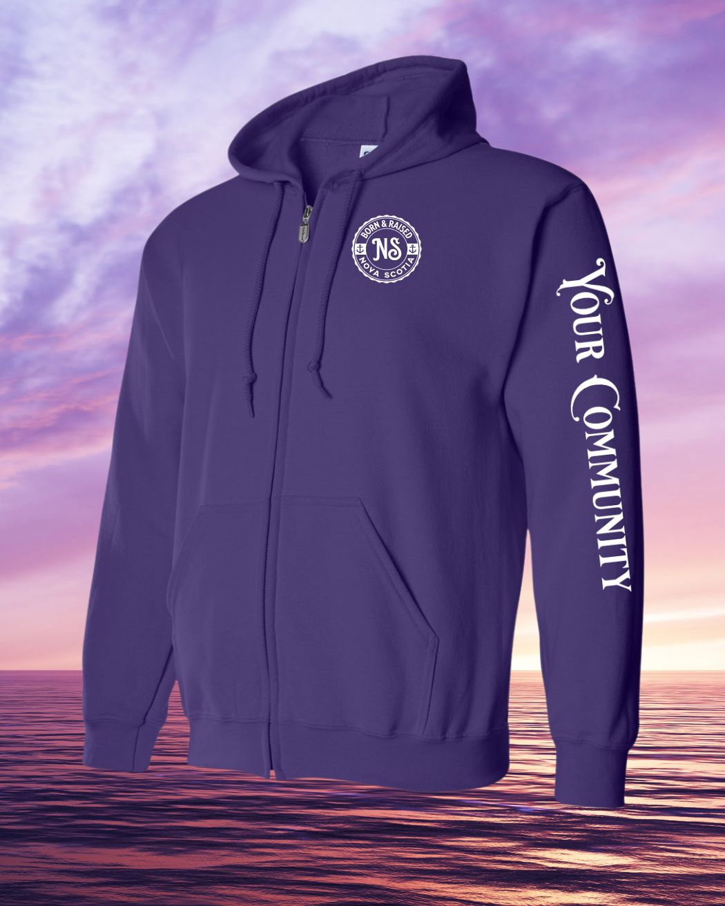 Born & Raised NS Custom Sleeve Zip Hoodie - Unisex