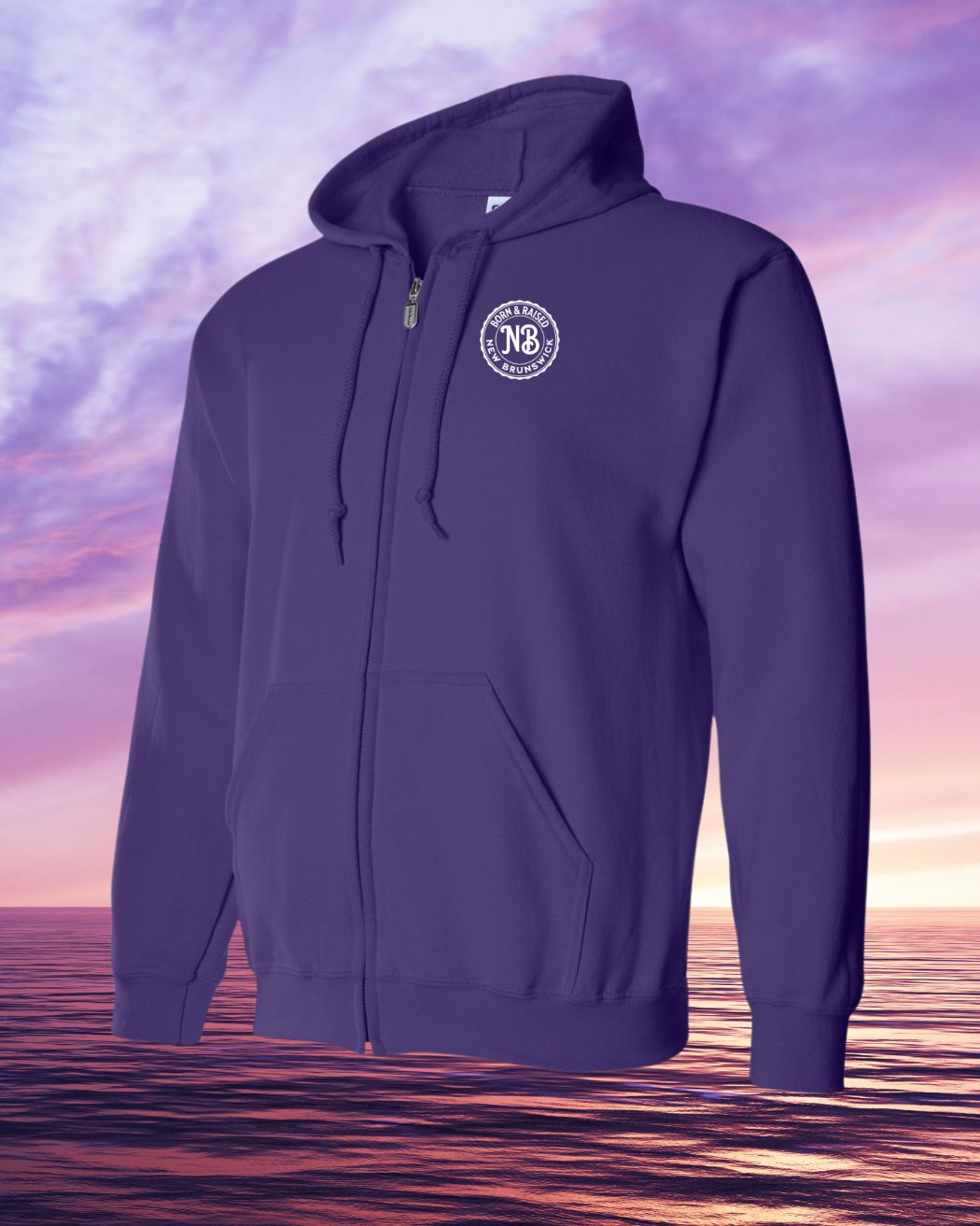Born & Raised in NB left chest Zip Hoodie
