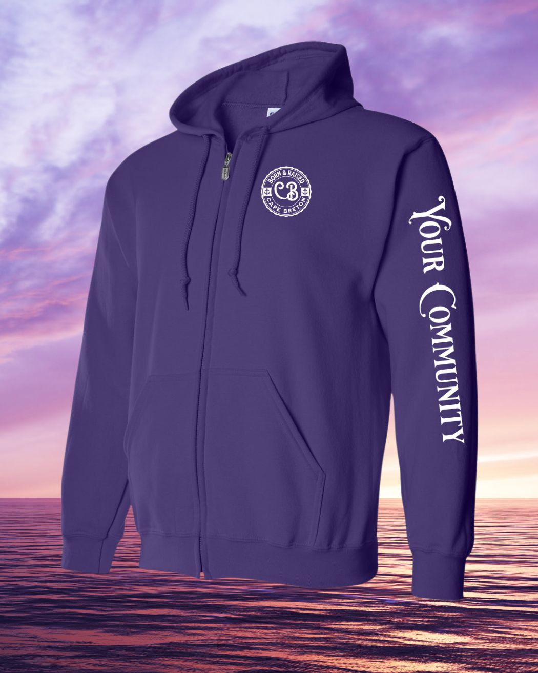 Born & Raised CB Custom Sleeve Zip Hoodie - Unisex