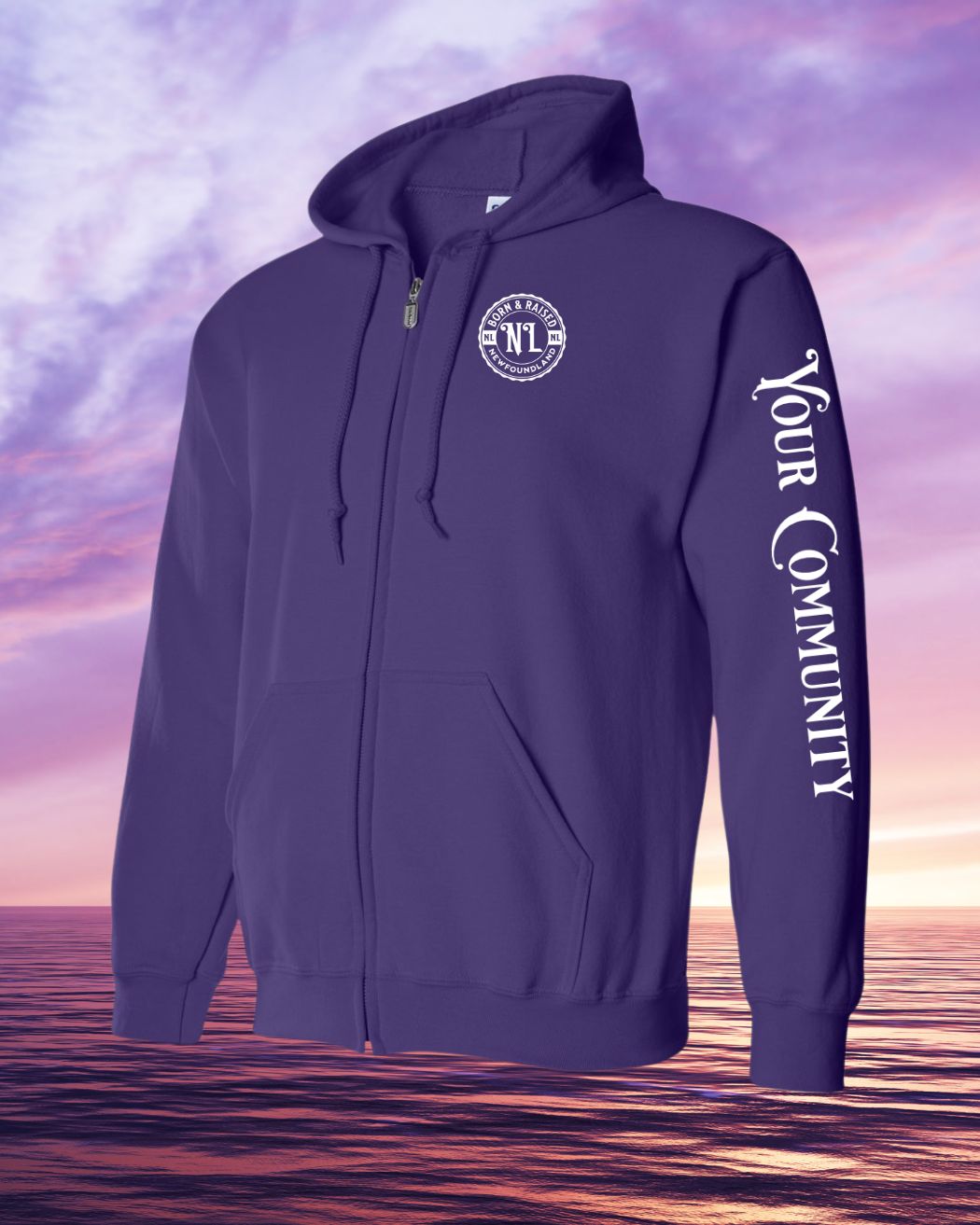 Born & Raised NL Custom Sleeve Zip Hoodie - Unisex