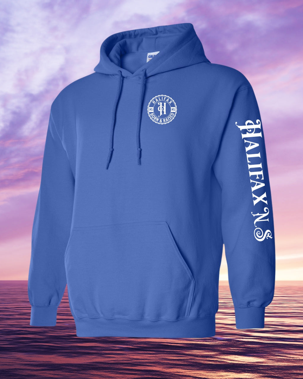 Born & Raised in Halifax left chest and sleeve Pullover Hoodie - Unisex