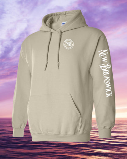 Born & Raised in New Brunswick Hoodie Left Chest and Sleeve