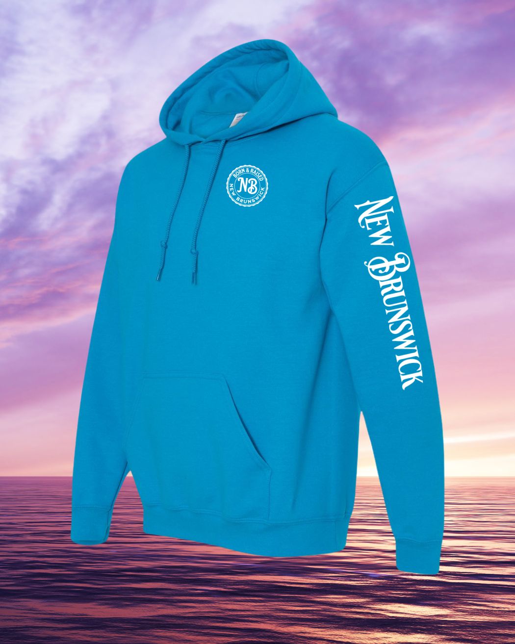 Born & Raised in NB Pullover Hoodie Left Chest and Sleeve