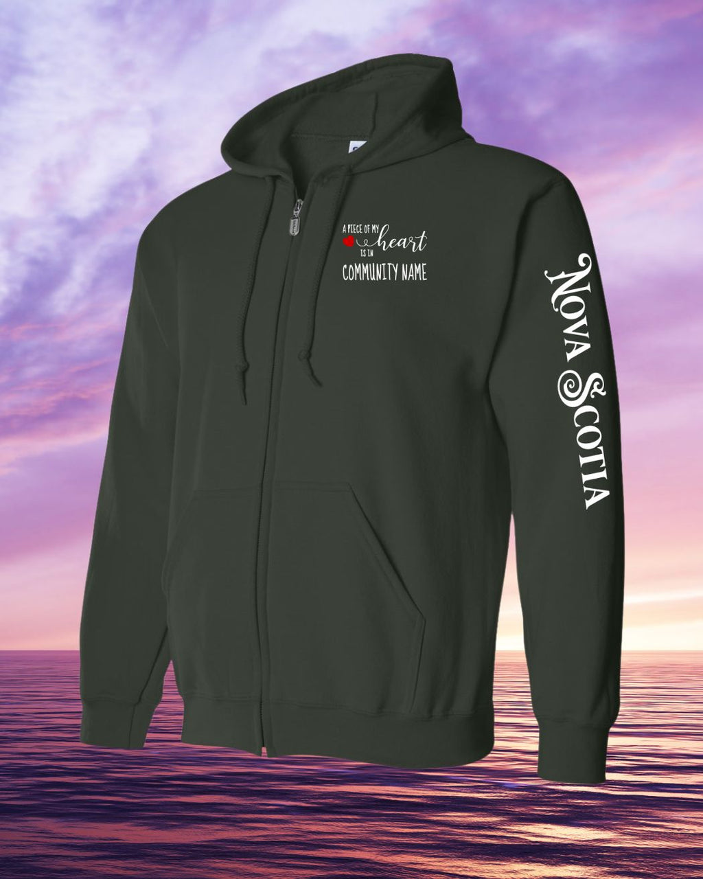 Custom Name Left Chest Piece of my heart NS Sleeve Zip Hoodie - Unisex